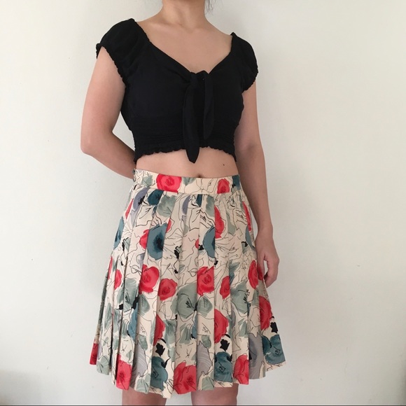 Floral Print Silk High Waist Mini Skirt - Picture 3 of 6